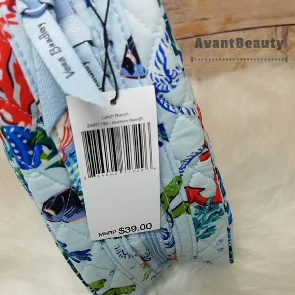 Vera Bradley Large Essential Backpack Anchors Aweigh Lunch Bunch Set Cotton Blue - Picture 16 of 16